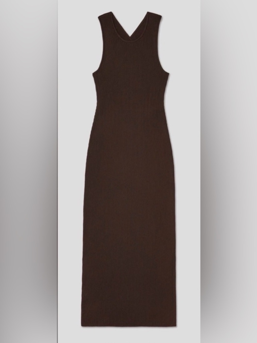 AYR Brown Ribbed Cross-Back Midi Dress - Picture 5 of 7